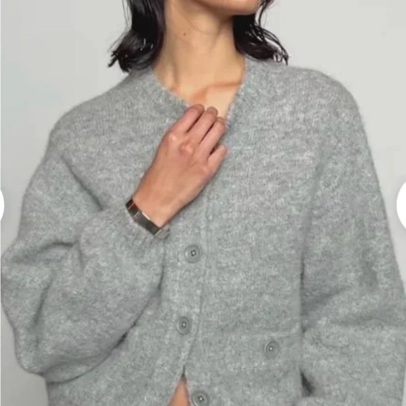 NATION TESSA CARDIGAN IN DOVE GRAY HEATHER - Picture 10 of 10